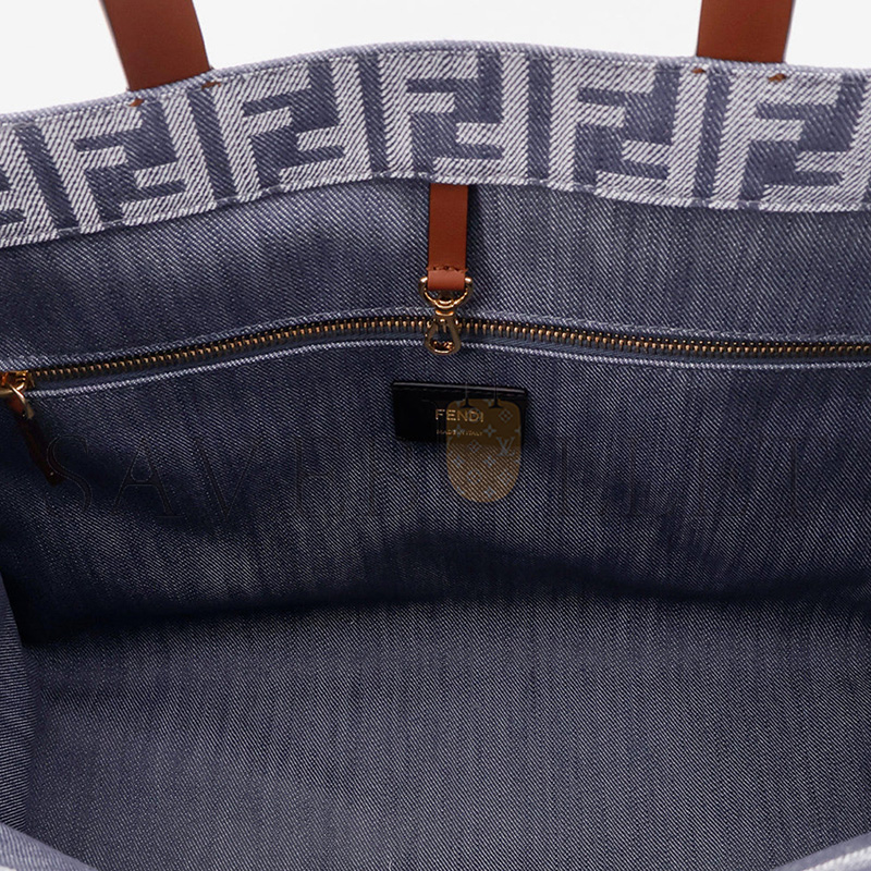 FENDI SUMMER TOTE FF JACQUARD FABRIC SHOULDER BAG WITH FRINGES 8BH435AUT4F1SXQ (37*29*16cm)